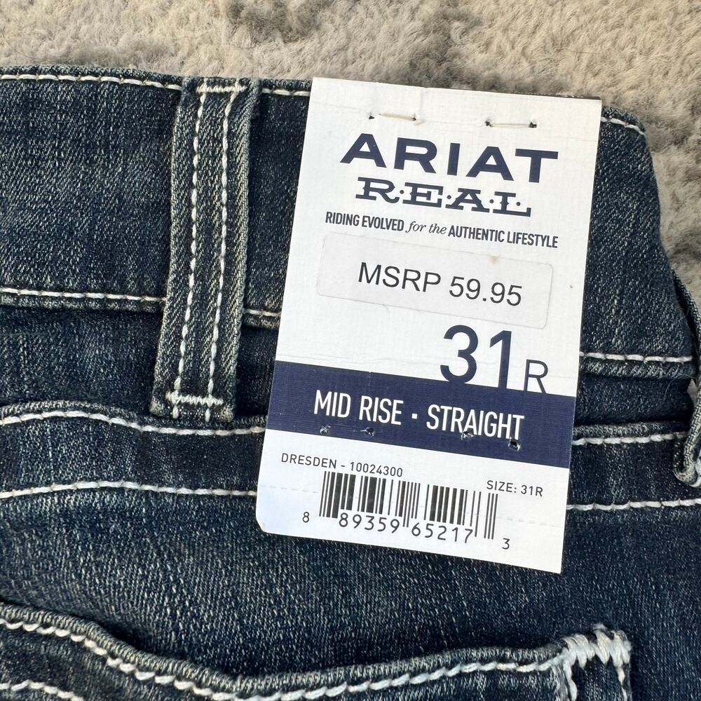 NEW Ariat Mid Rise Straight Denim Dresden Jeans Size 31R - Picture 7 of 11